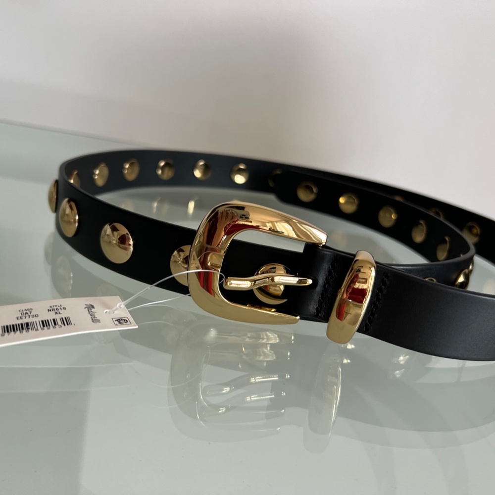 MADEWELL True Black Leather Western Studded Belt - Picture 6 of 14